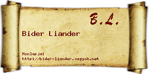 Bider Liander névjegykártya